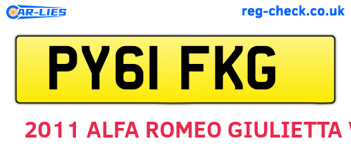 PY61FKG are the vehicle registration plates.