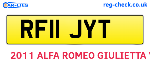 RF11JYT are the vehicle registration plates.