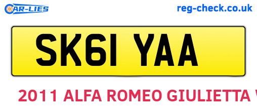 SK61YAA are the vehicle registration plates.