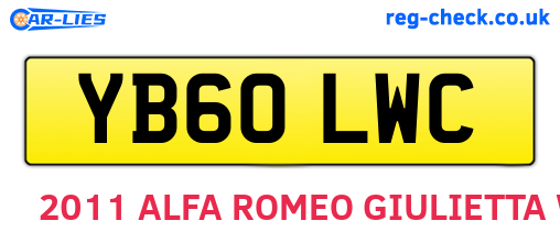 YB60LWC are the vehicle registration plates.