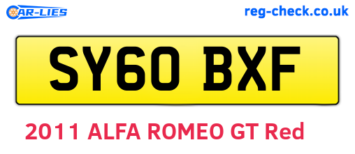 SY60BXF are the vehicle registration plates.