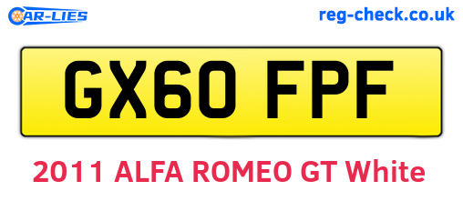 GX60FPF are the vehicle registration plates.