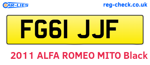 FG61JJF are the vehicle registration plates.
