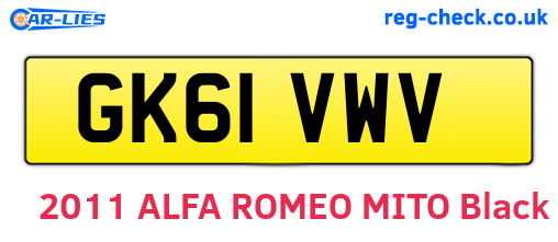 GK61VWV are the vehicle registration plates.