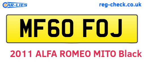 MF60FOJ are the vehicle registration plates.