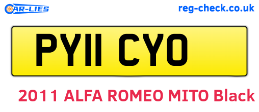 PY11CYO are the vehicle registration plates.