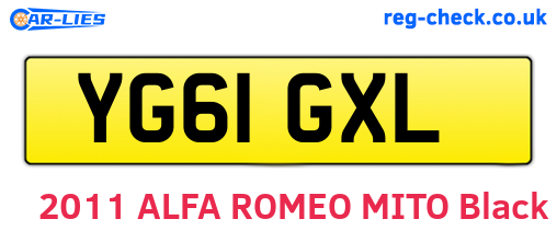 YG61GXL are the vehicle registration plates.