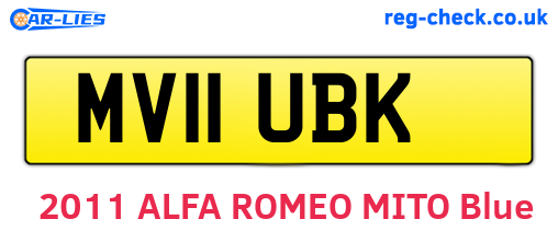 MV11UBK are the vehicle registration plates.