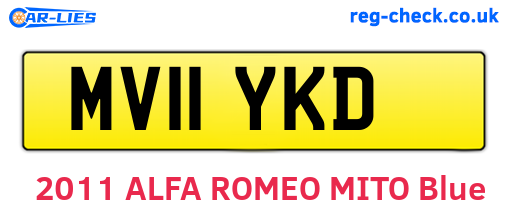 MV11YKD are the vehicle registration plates.