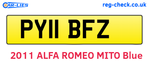 PY11BFZ are the vehicle registration plates.