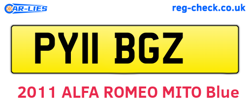 PY11BGZ are the vehicle registration plates.