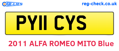 PY11CYS are the vehicle registration plates.