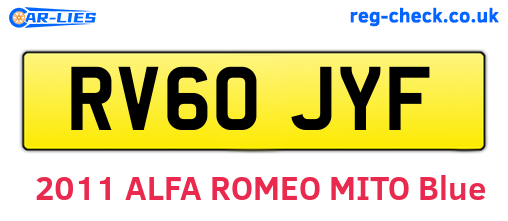 RV60JYF are the vehicle registration plates.