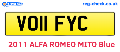 VO11FYC are the vehicle registration plates.