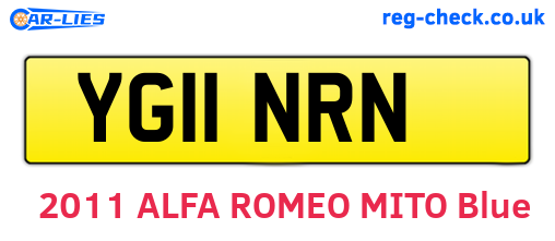 YG11NRN are the vehicle registration plates.