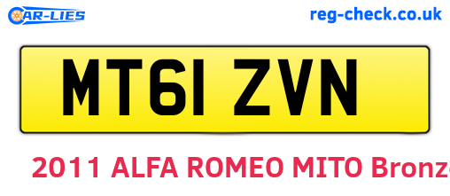 MT61ZVN are the vehicle registration plates.