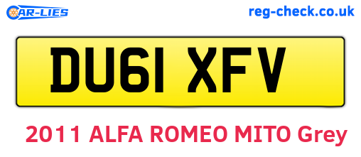 DU61XFV are the vehicle registration plates.
