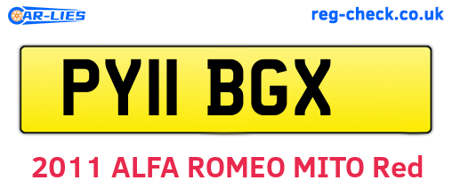 PY11BGX are the vehicle registration plates.