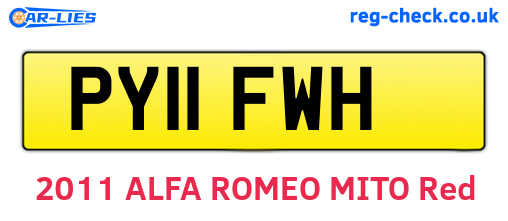 PY11FWH are the vehicle registration plates.