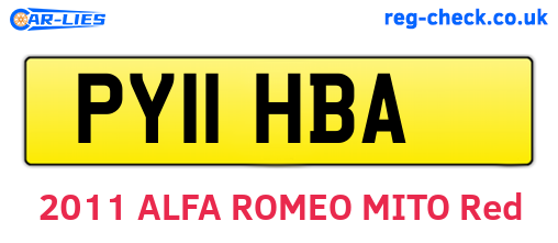 PY11HBA are the vehicle registration plates.