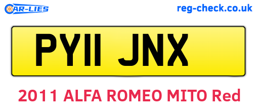 PY11JNX are the vehicle registration plates.