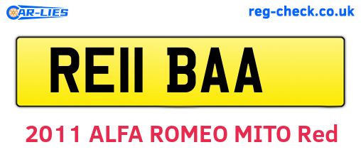 RE11BAA are the vehicle registration plates.
