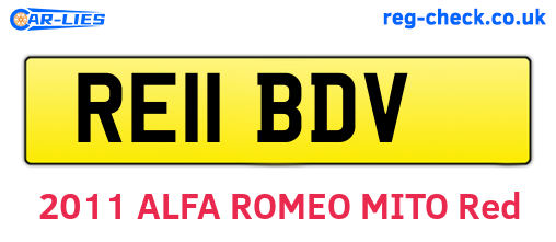 RE11BDV are the vehicle registration plates.