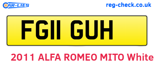 FG11GUH are the vehicle registration plates.