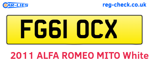 FG61OCX are the vehicle registration plates.