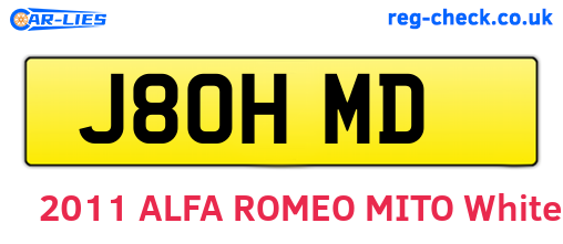 J80HMD are the vehicle registration plates.