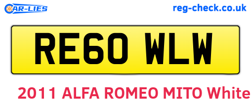 RE60WLW are the vehicle registration plates.