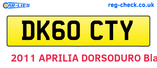 DK60CTY are the vehicle registration plates.