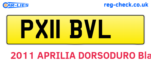 PX11BVL are the vehicle registration plates.