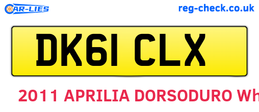 DK61CLX are the vehicle registration plates.