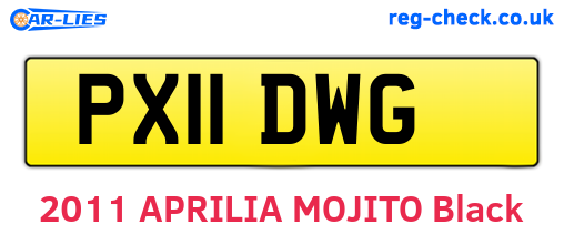 PX11DWG are the vehicle registration plates.