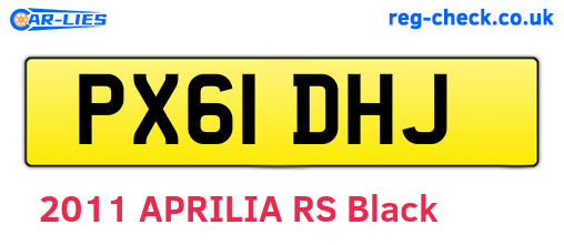 PX61DHJ are the vehicle registration plates.