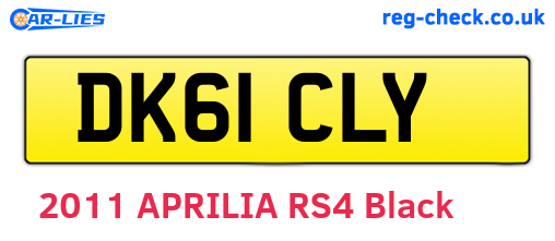 DK61CLY are the vehicle registration plates.