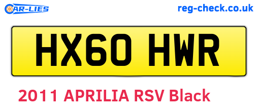 HX60HWR are the vehicle registration plates.