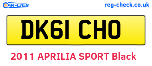 DK61CHO are the vehicle registration plates.