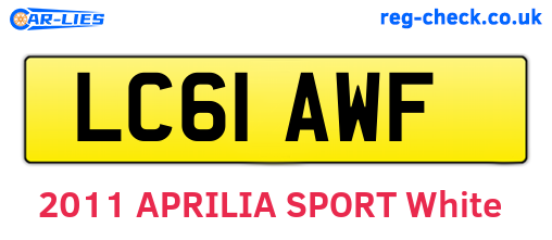 LC61AWF are the vehicle registration plates.