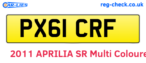 PX61CRF are the vehicle registration plates.