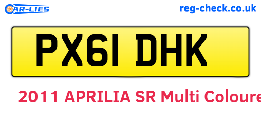 PX61DHK are the vehicle registration plates.