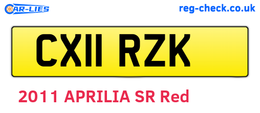 CX11RZK are the vehicle registration plates.