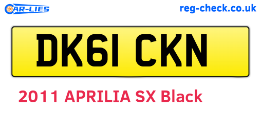 DK61CKN are the vehicle registration plates.