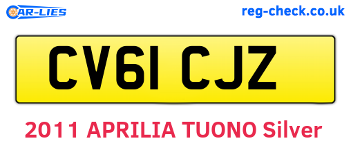 CV61CJZ are the vehicle registration plates.