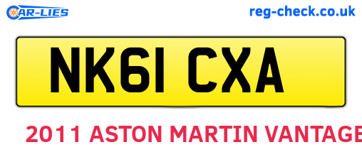 NK61CXA are the vehicle registration plates.