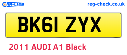 BK61ZYX are the vehicle registration plates.
