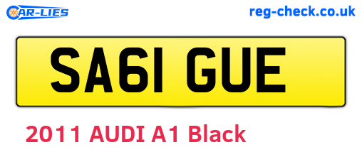 SA61GUE are the vehicle registration plates.