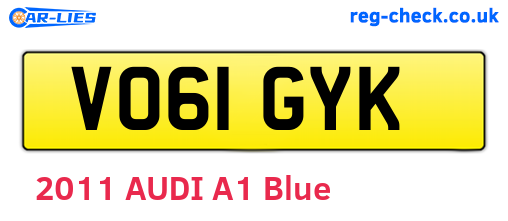 VO61GYK are the vehicle registration plates.