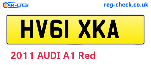 HV61XKA are the vehicle registration plates.